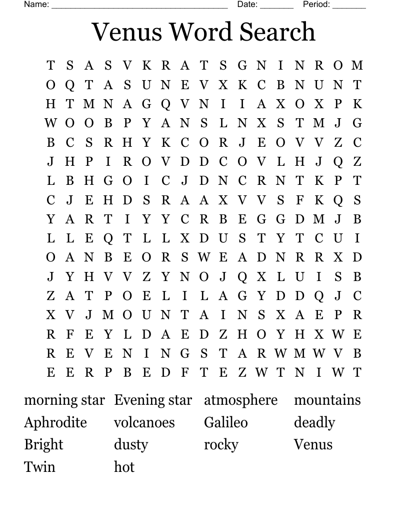 Venus Word Search 