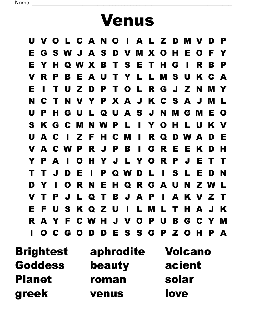Venus  Word Search
