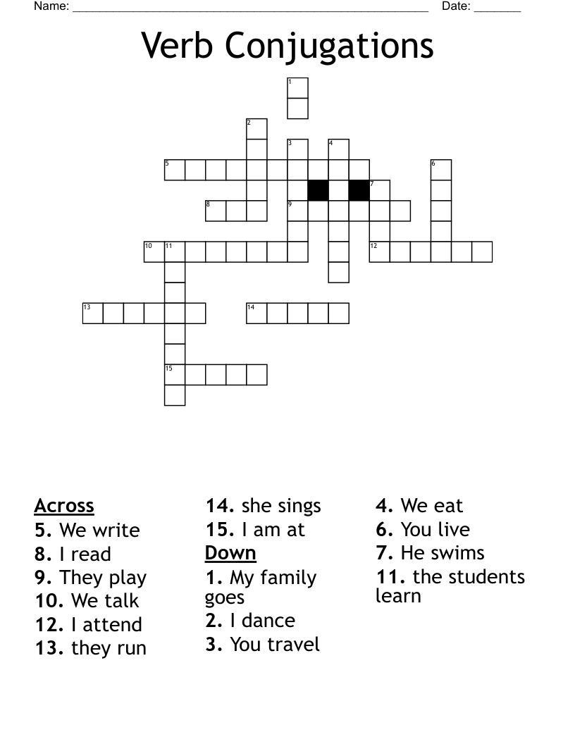 Verb Conjugations  Crossword