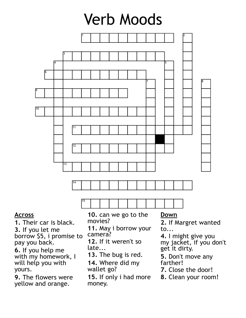 Verb Moods  Crossword