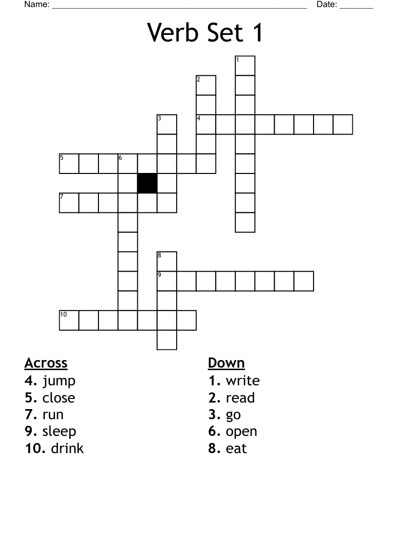 Verb Set 1 Crossword