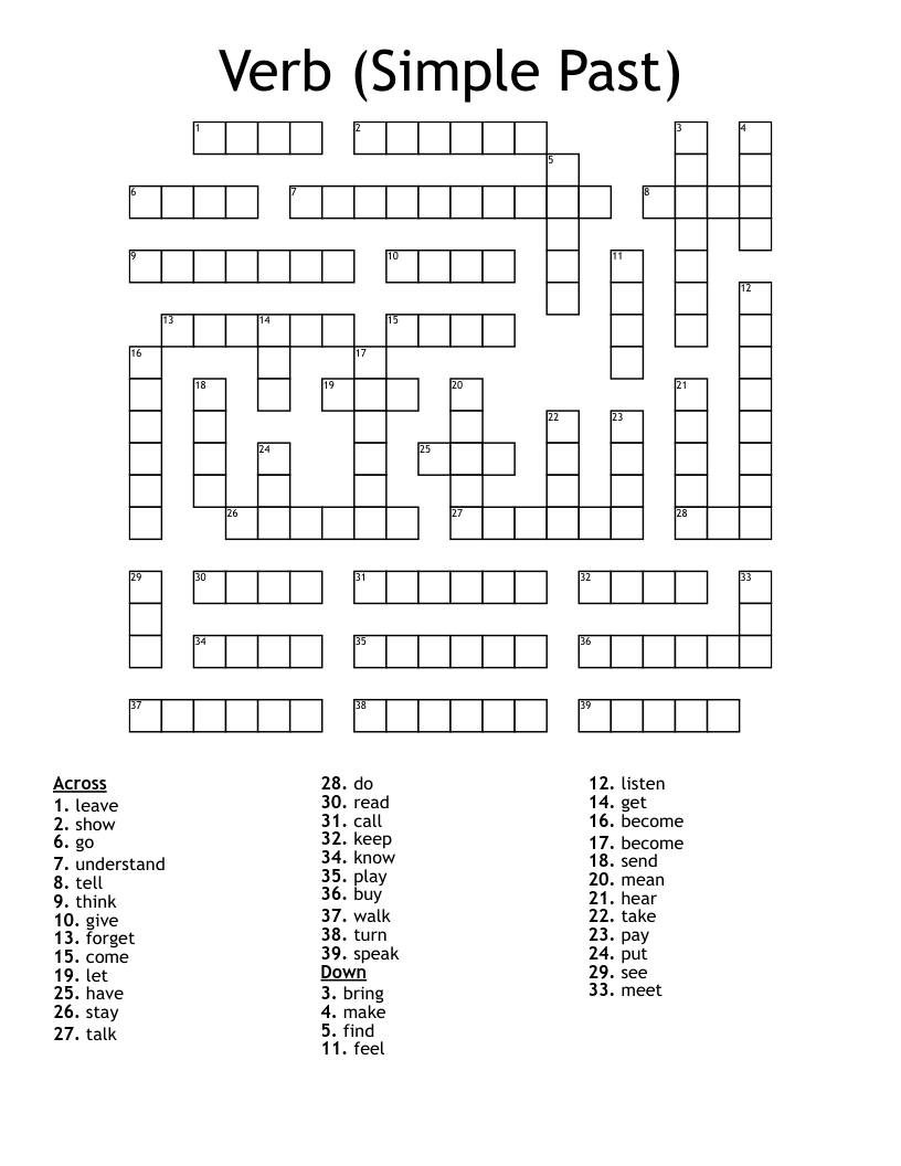 Verb (Simple Past) Crossword