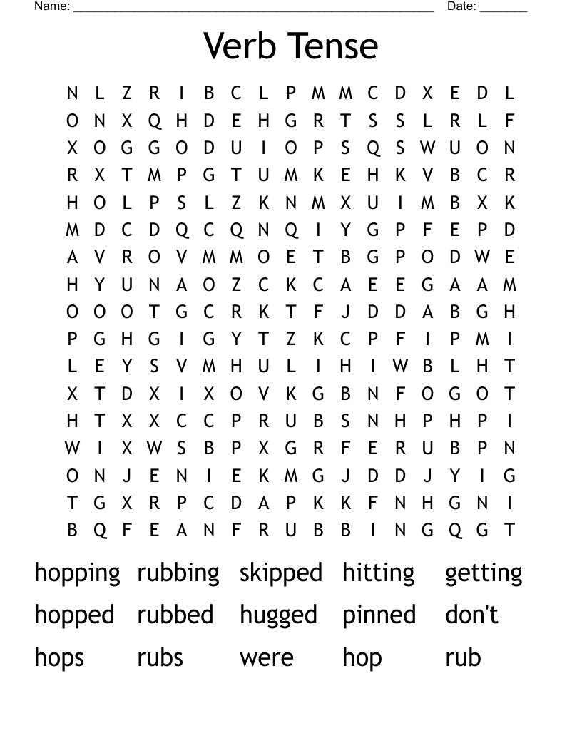 Verb Tense Word Search