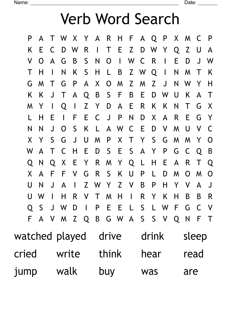 Verb Word Search