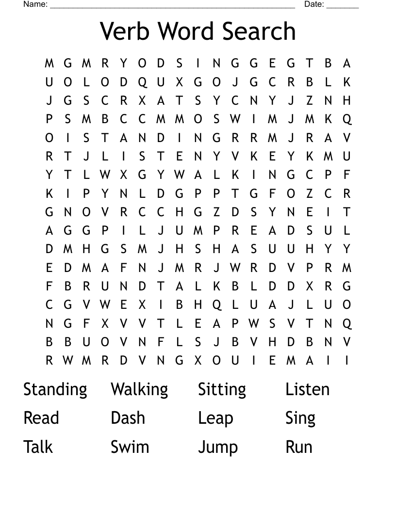 Verb Word Search