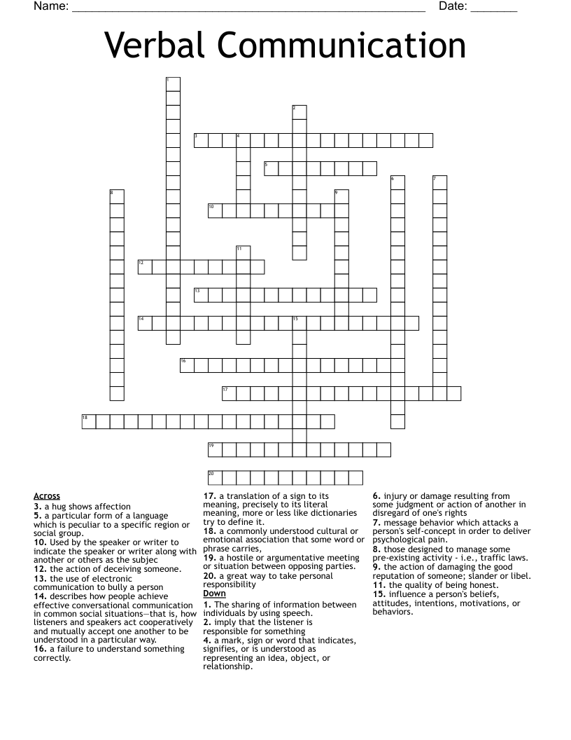 Verbal Communication Crossword