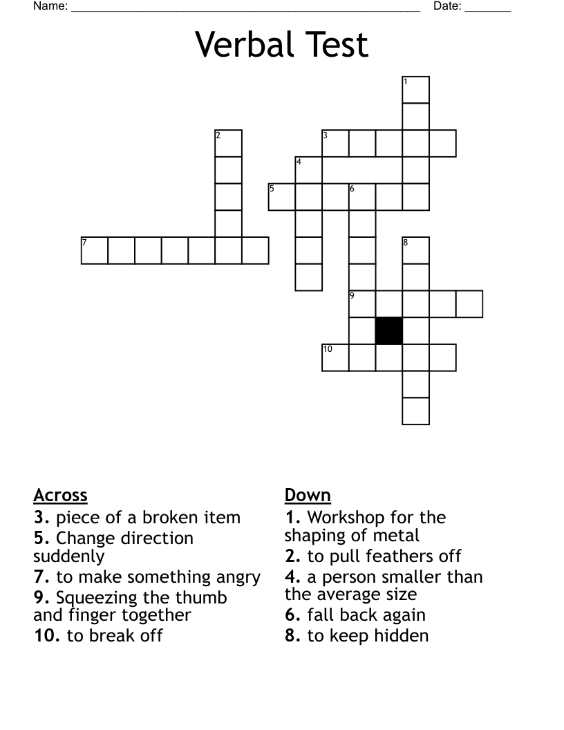 Verbal Test Crossword