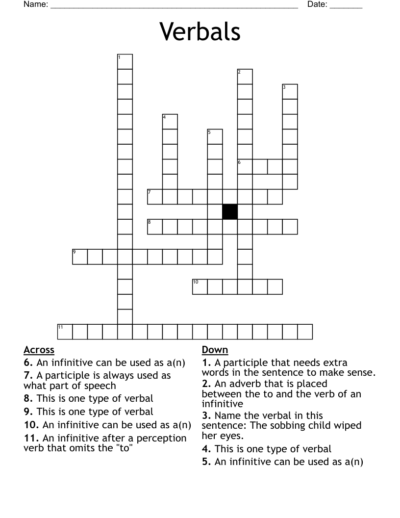 Verbals Crossword