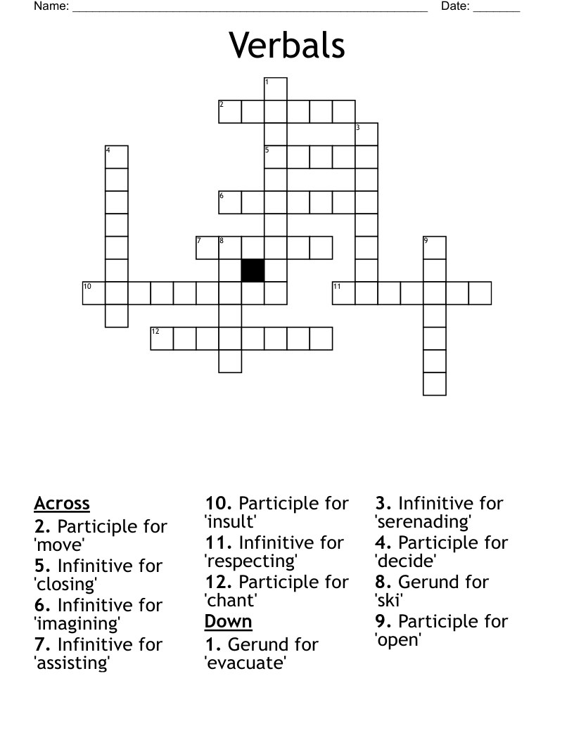 Verbals Crossword