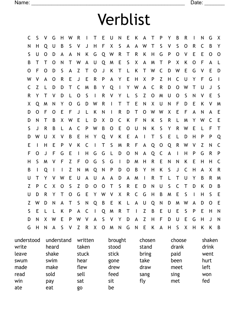 Verblist Word Search