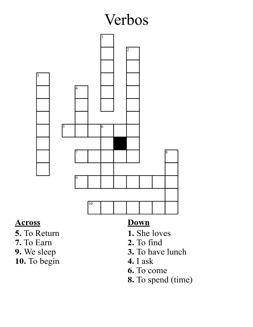 Verbos Crossword