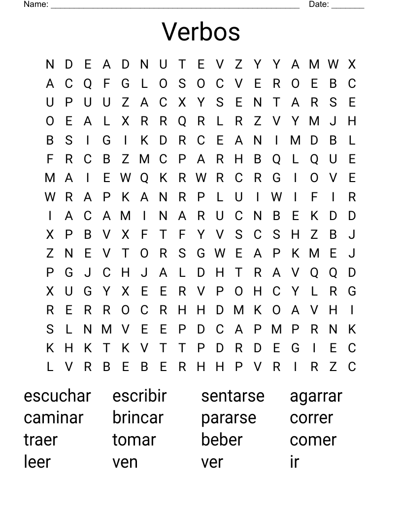 Verbos Word Search
