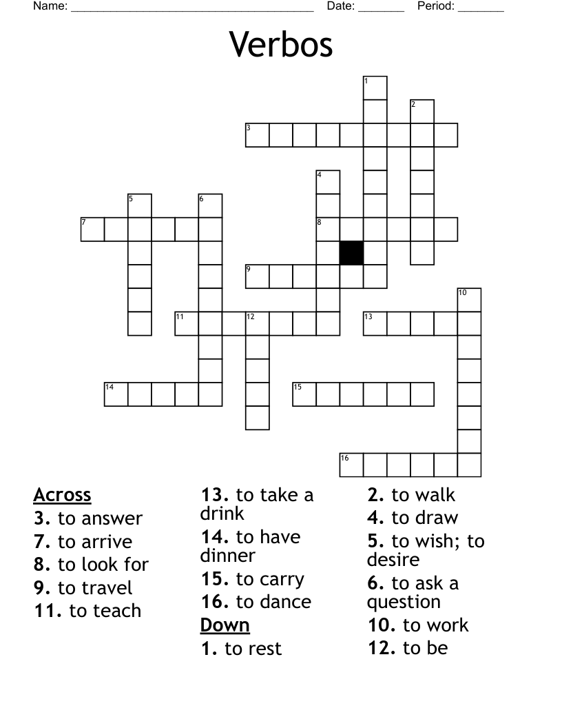 Verbos Crossword