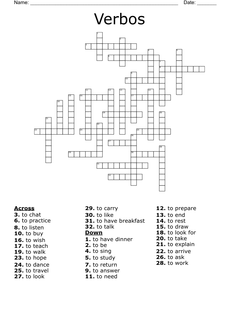 Verbos Crossword