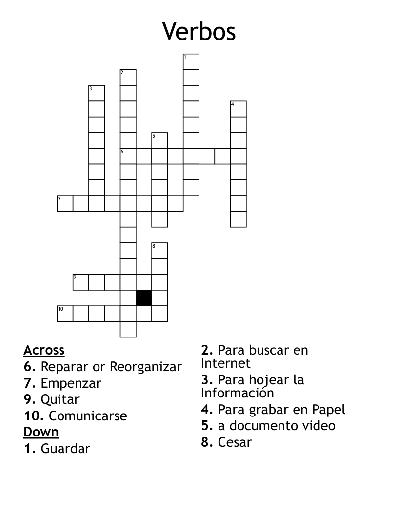 Verbos Crossword