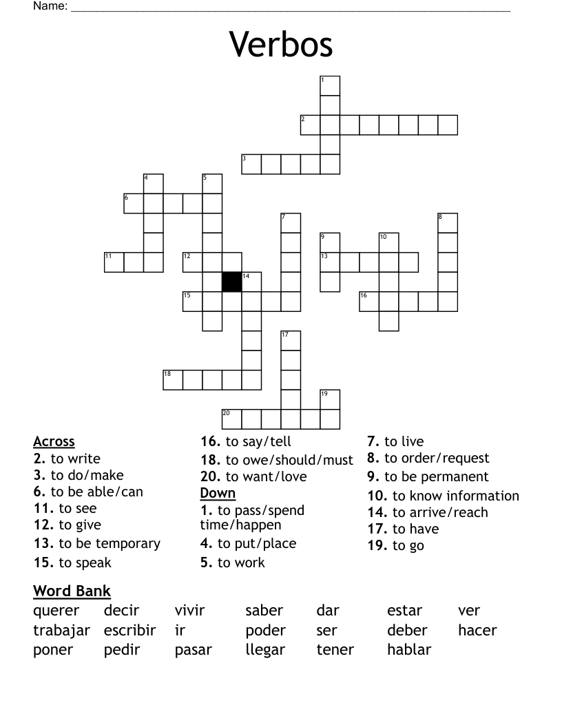 Verbos Crossword