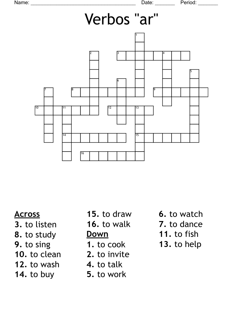 Verbos "ar"  Crossword