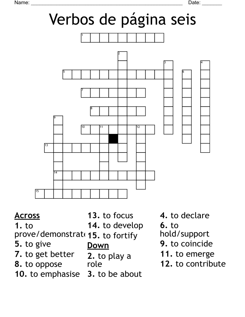Verbos de página seis Crossword