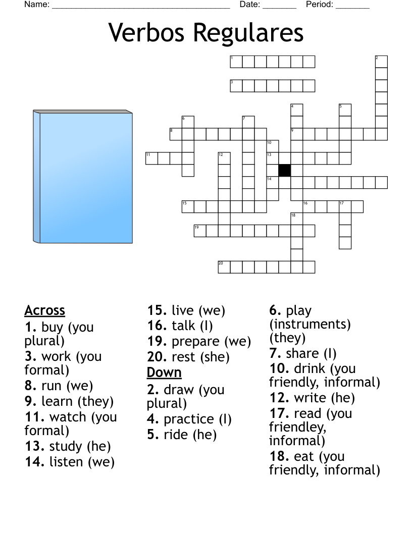 Verbos Regulares Crossword