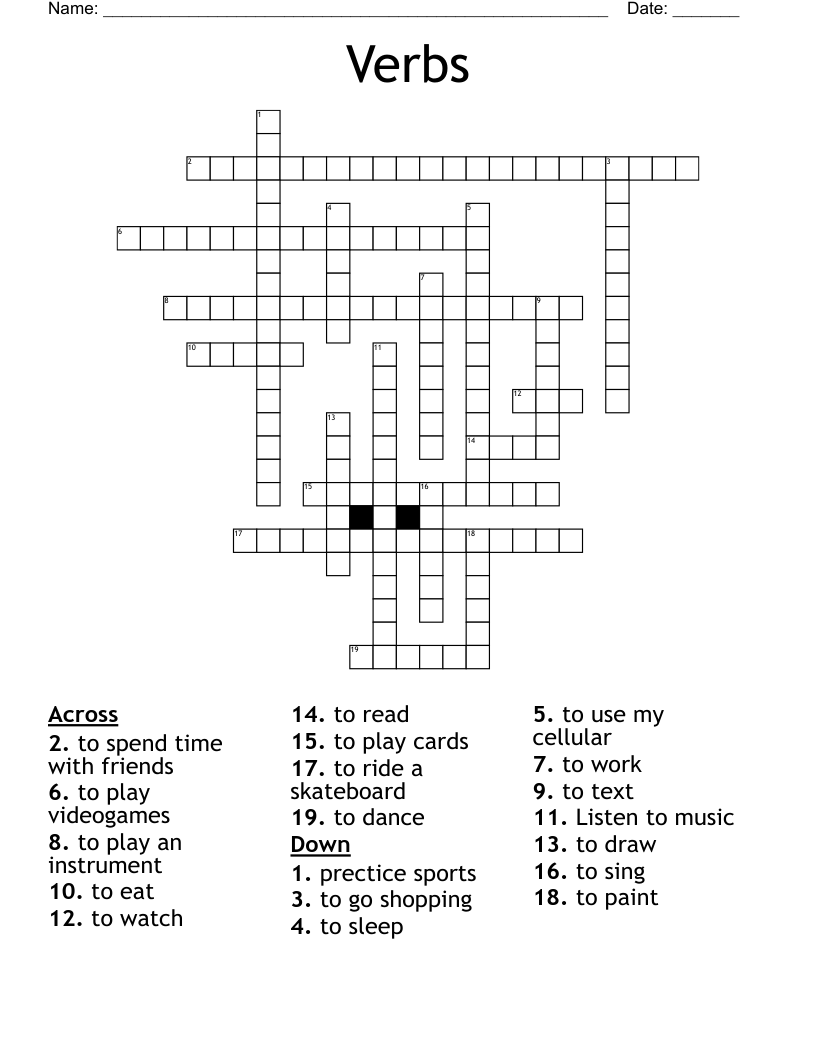 Verbs Crossword