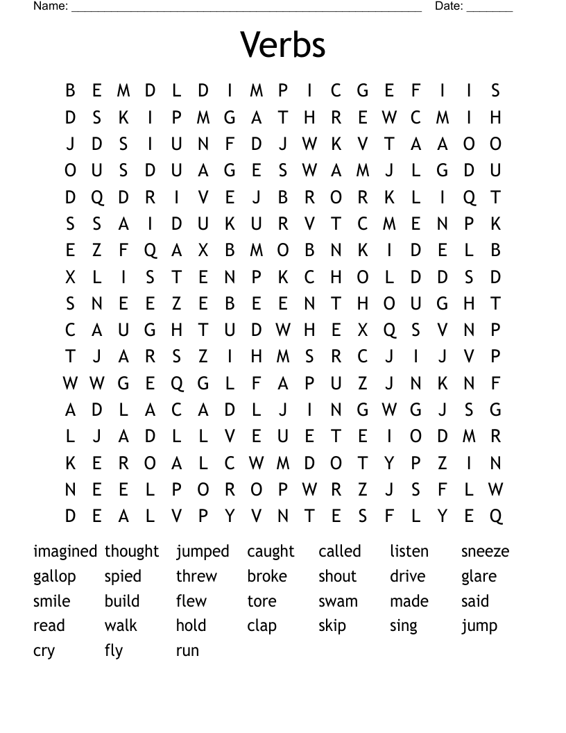 Verbs Word Search
