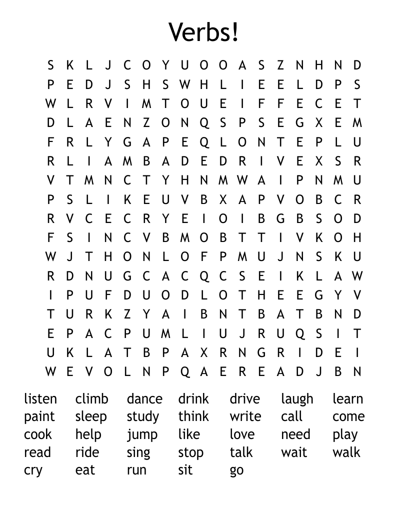 Verbs! Word Search