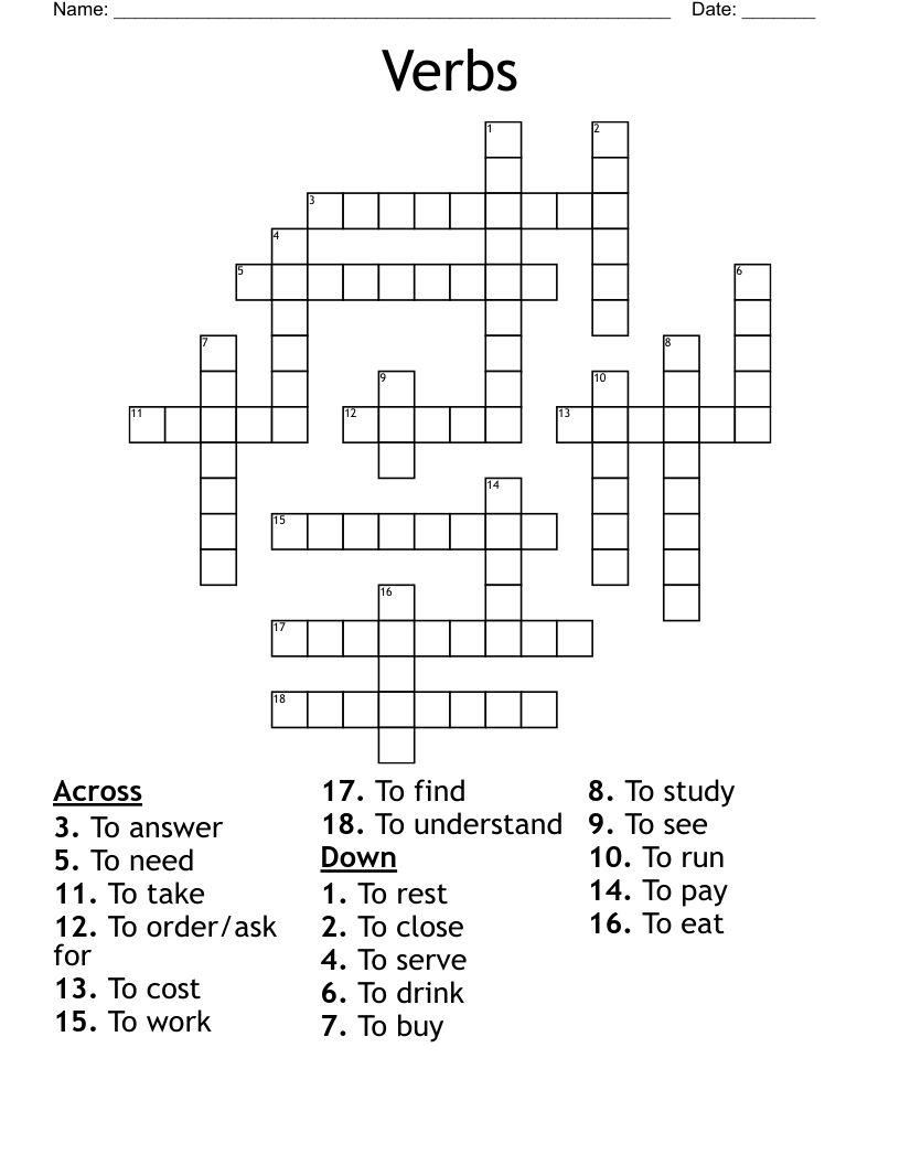 Verbs Crossword