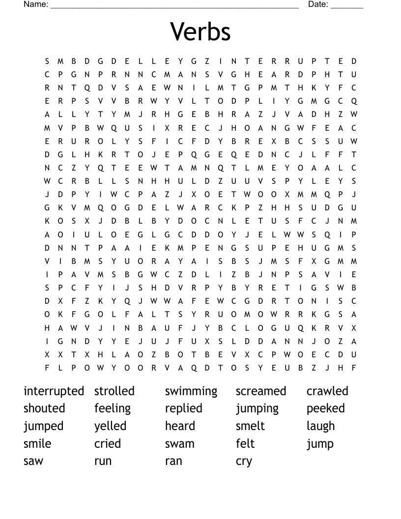 Verbs Word Search