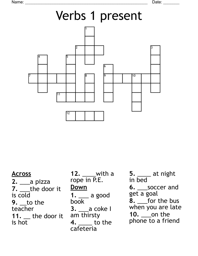 Verbs 1 present Crossword