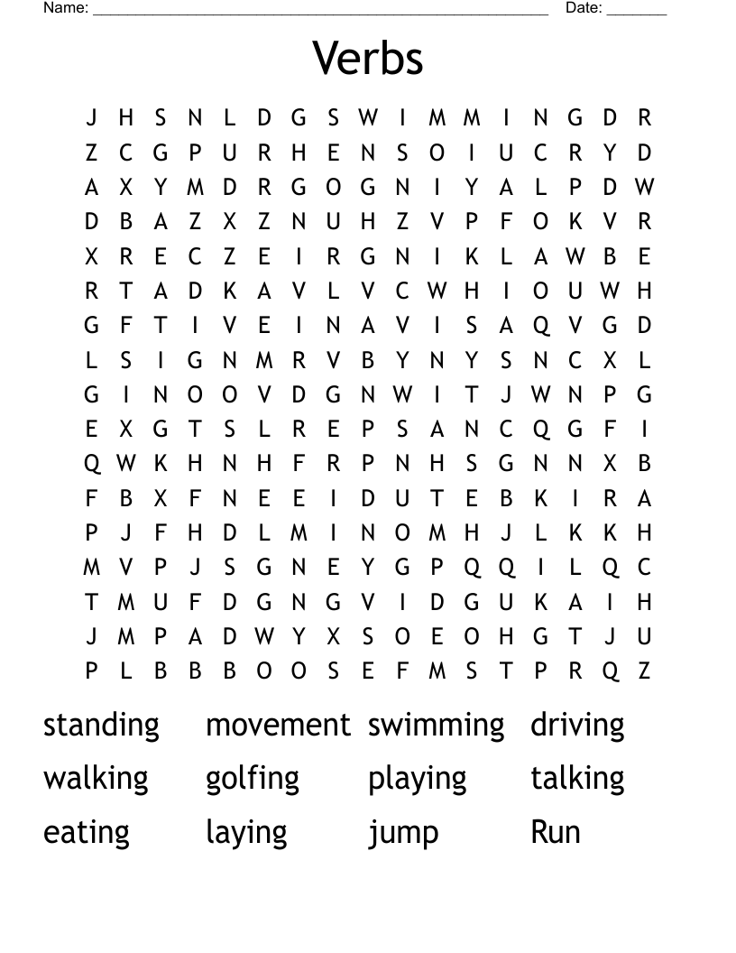 Verbs Word Search
