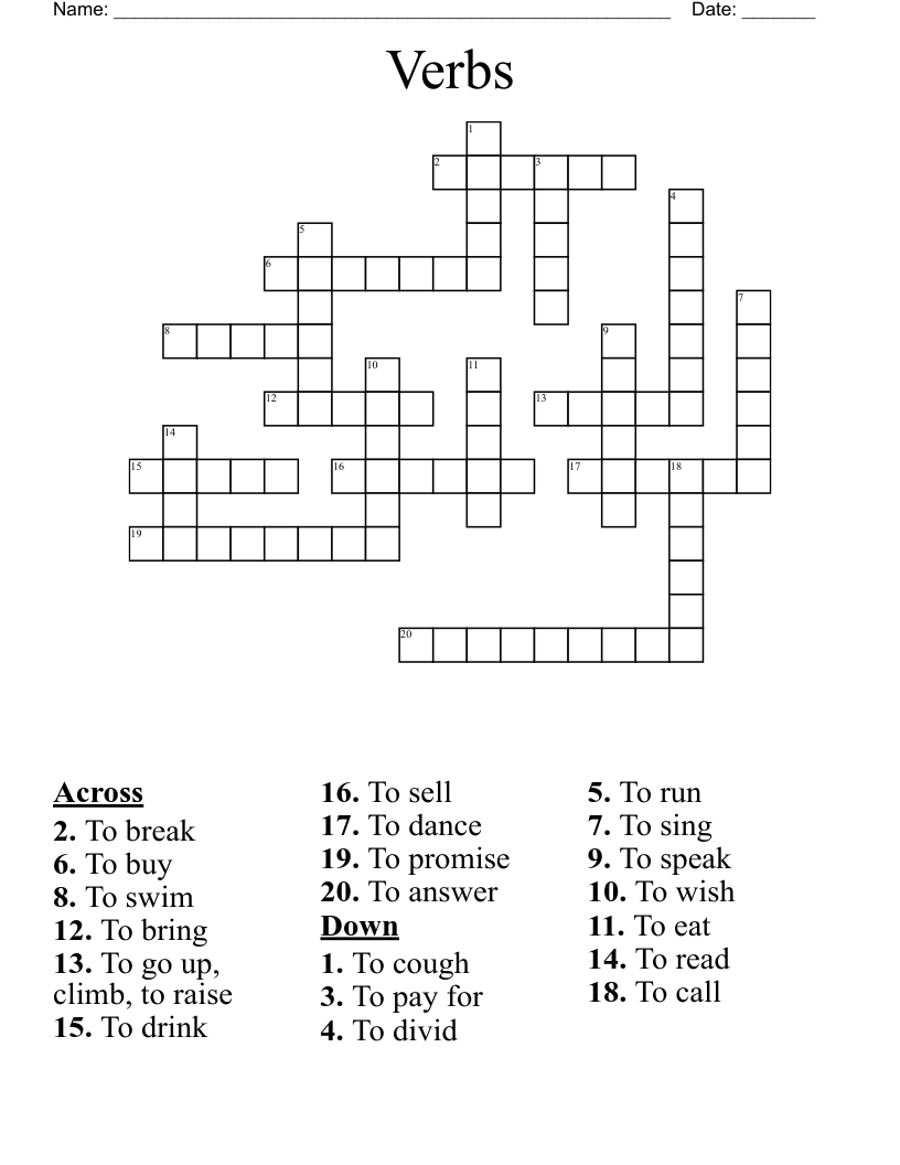 Verbs Crossword