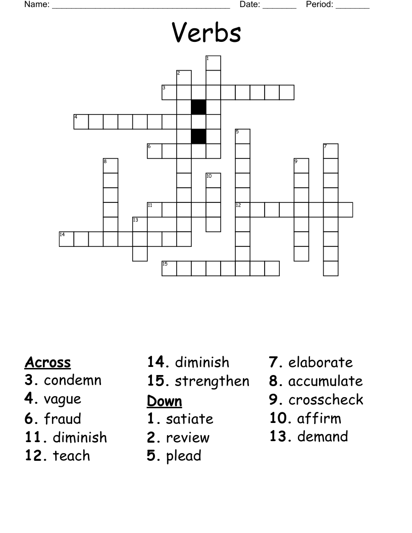 Verbs Crossword