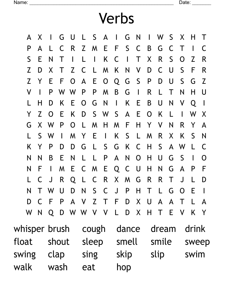 Verbs Word Search