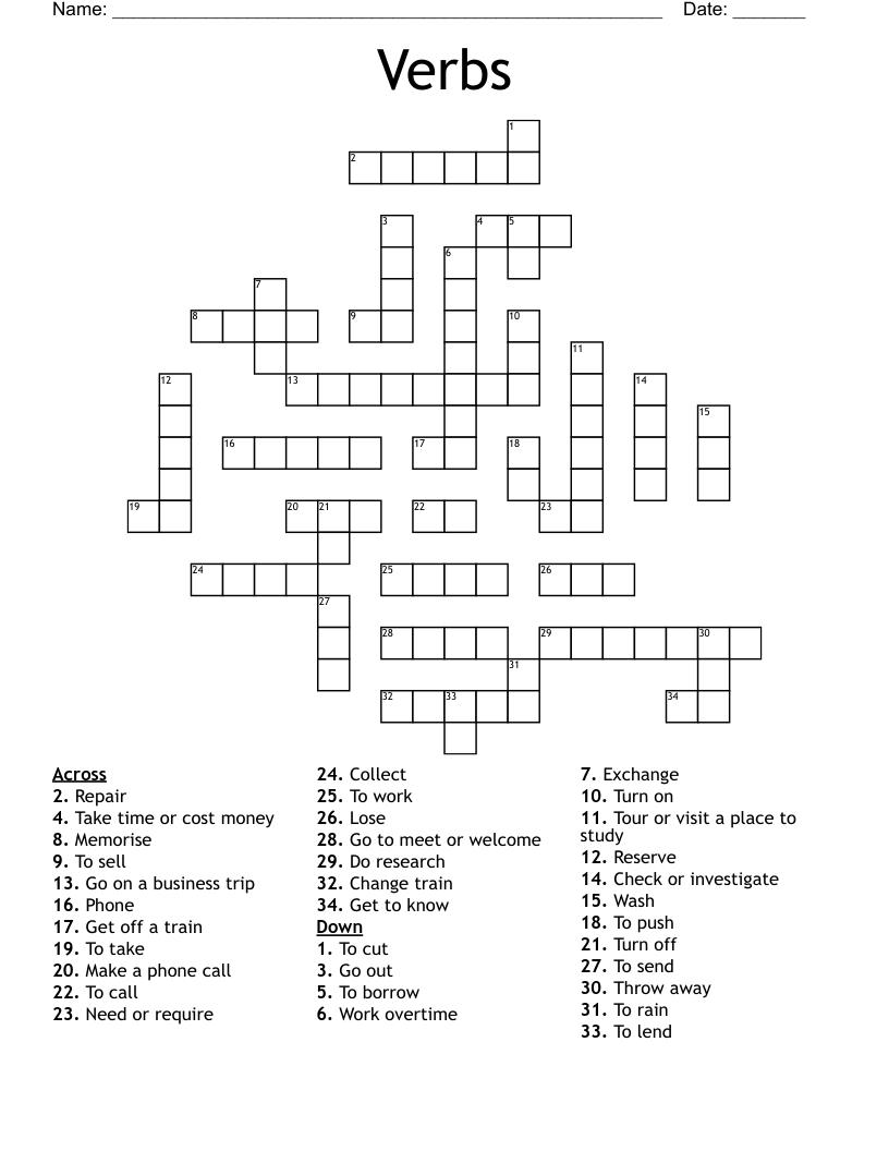 Verbs Crossword