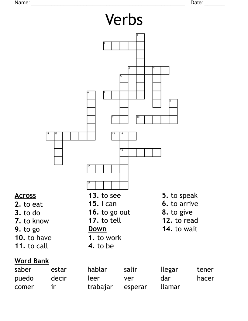 Verbs Crossword