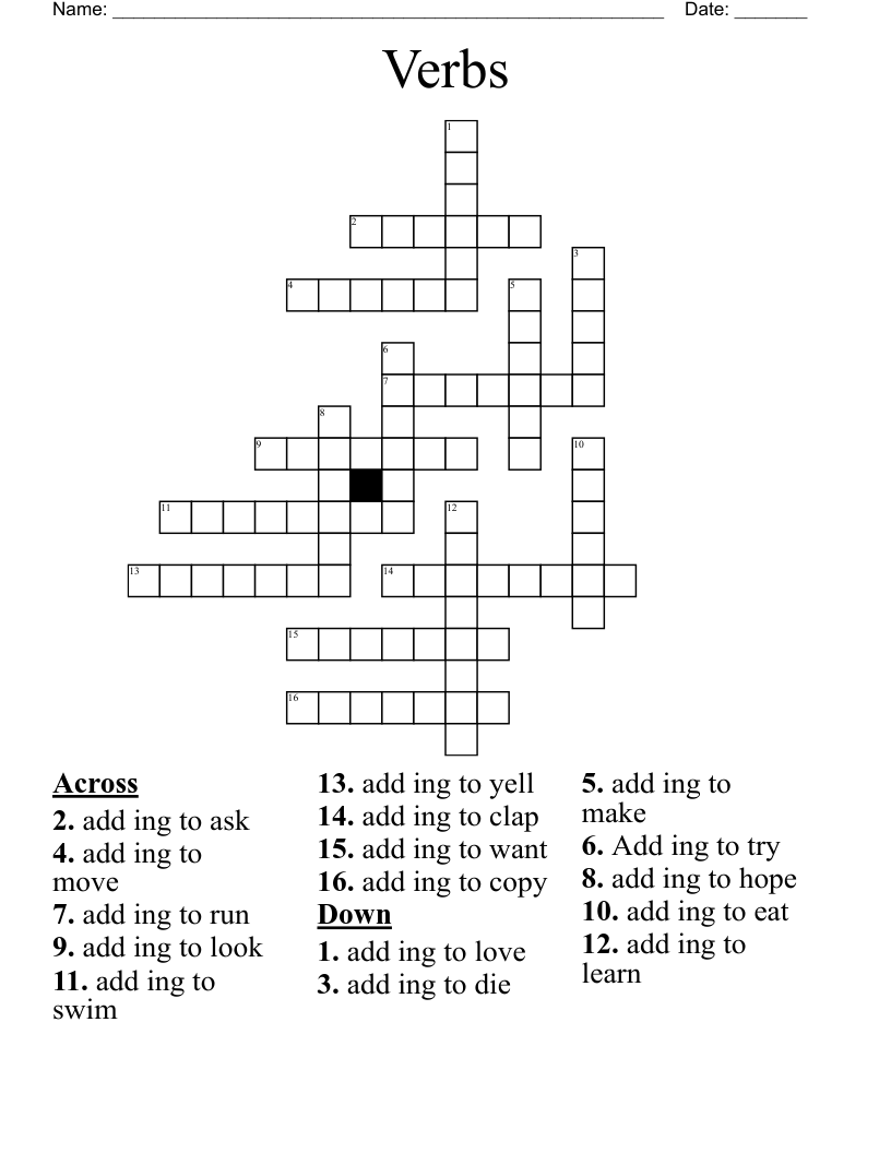 Verbs Crossword