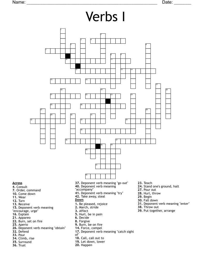Verbs I Crossword