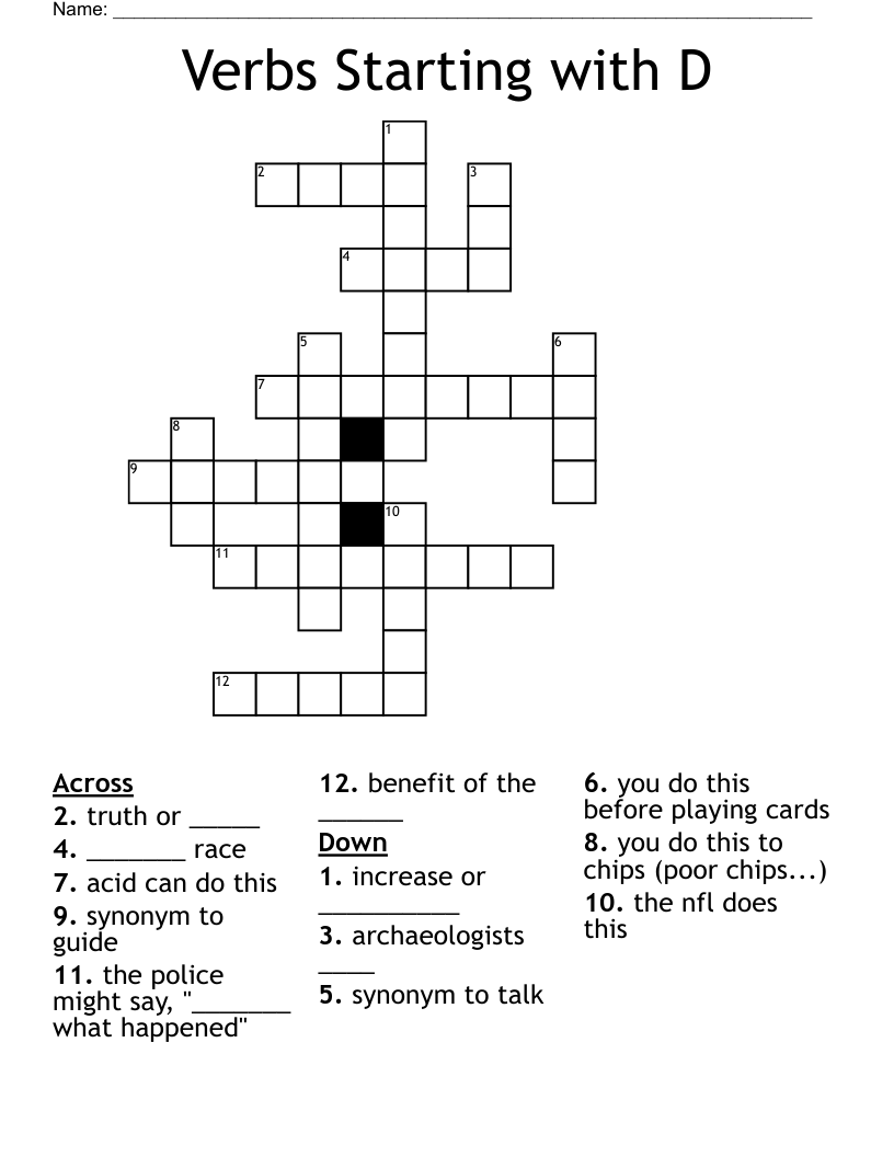 Verbs Starting with D Crossword