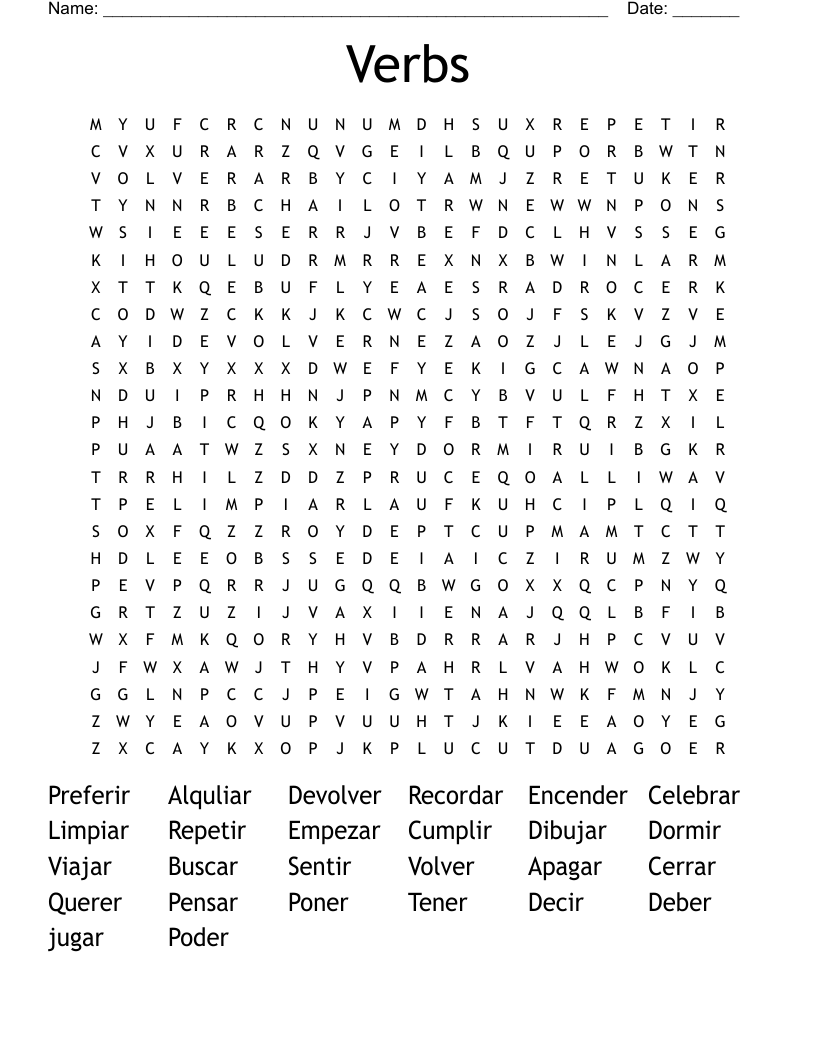 Verbs  Word Search