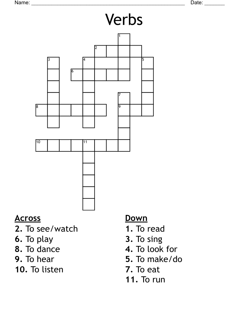 Verbs  Crossword