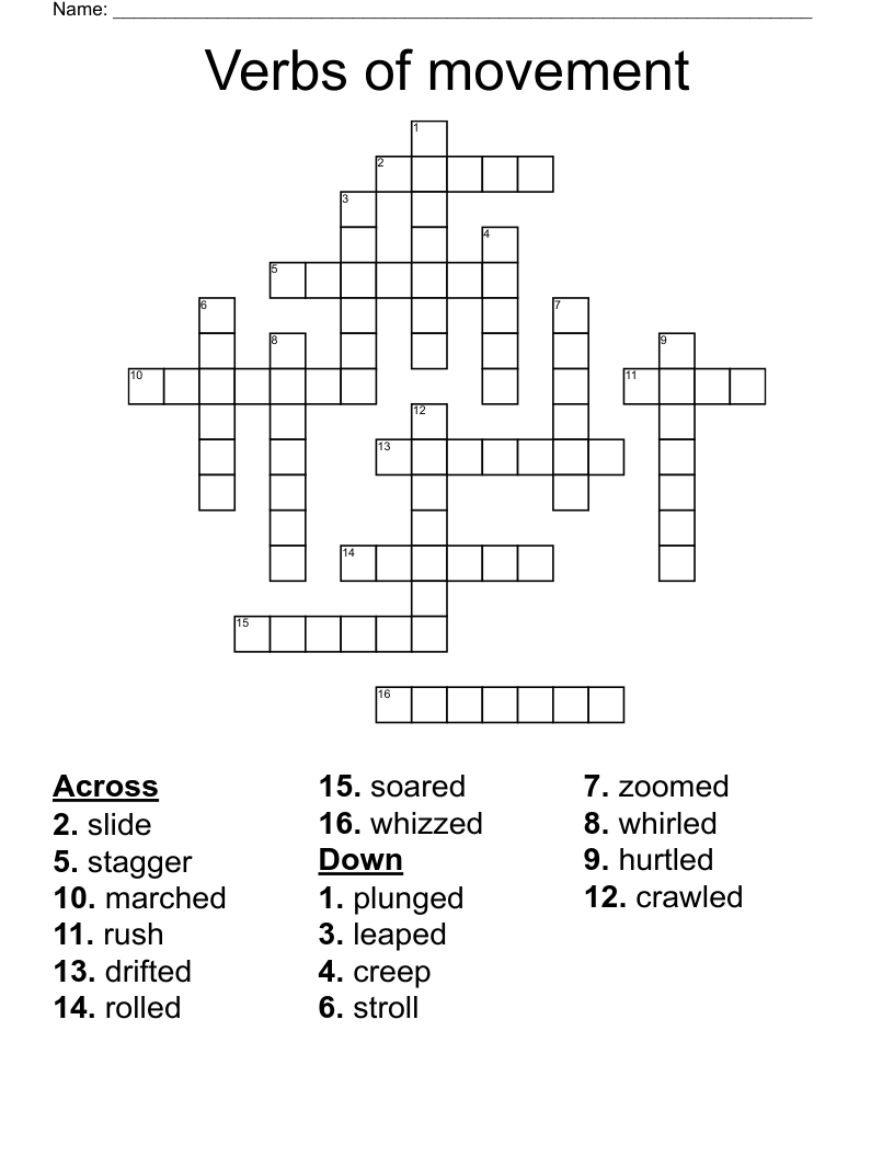 Verbs of movement Crossword