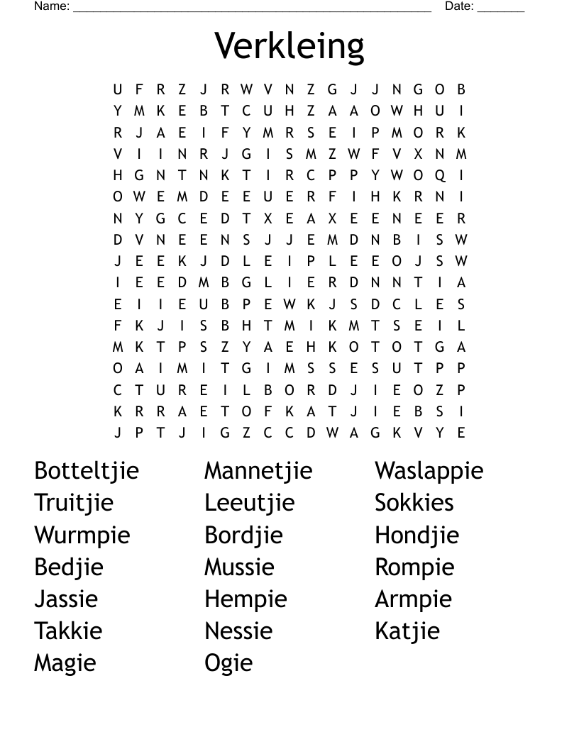 Verkleing Word Search