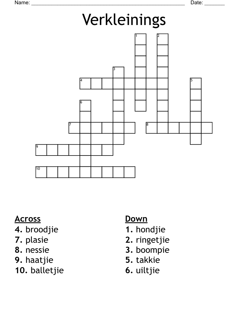Verkleinings Crossword