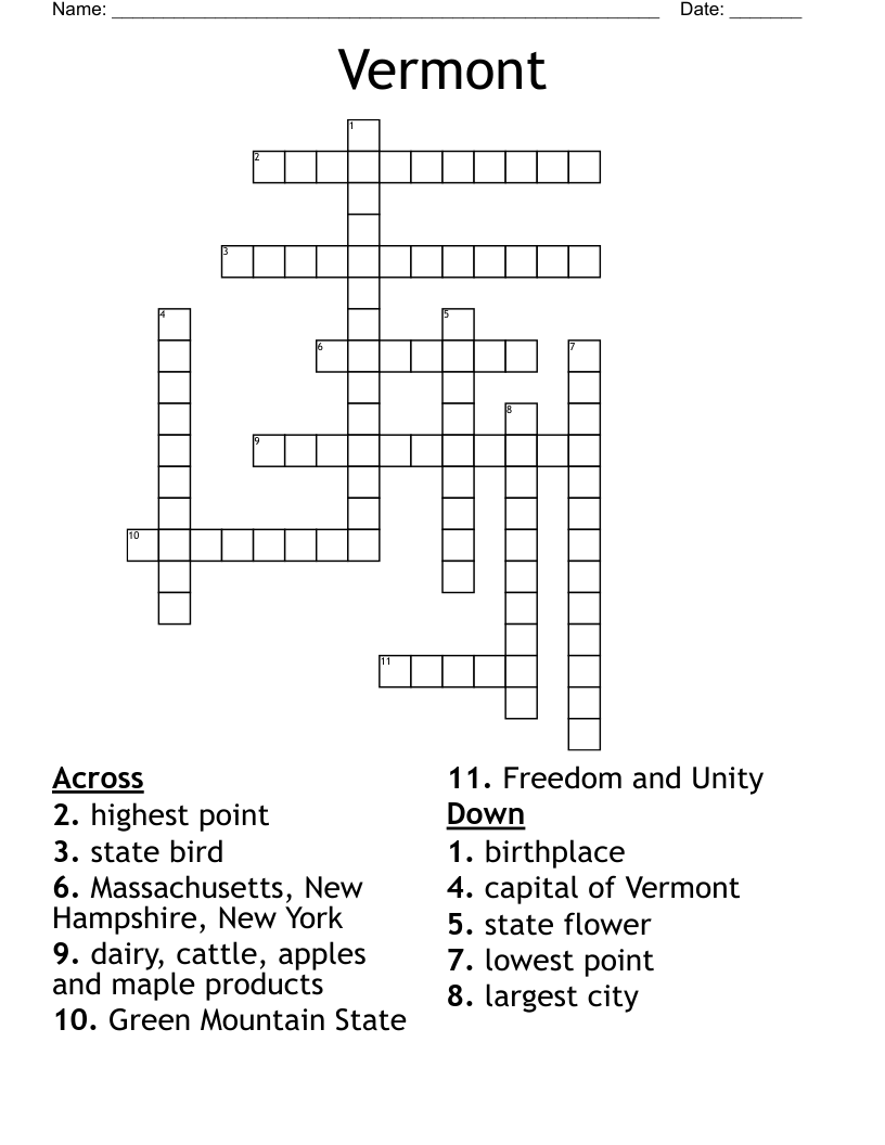 Vermont Crossword