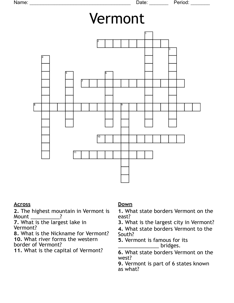 Vermont Crossword
