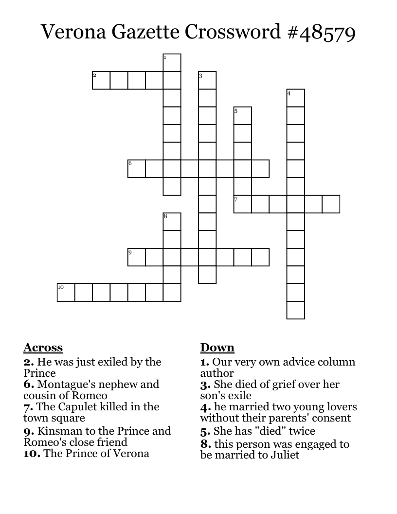 Verona Gazette Crossword #48579