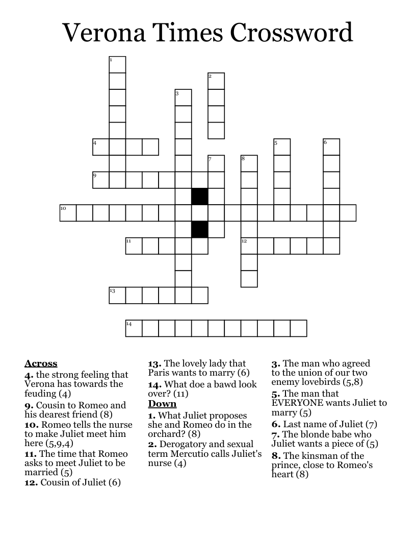 Verona Times Crossword