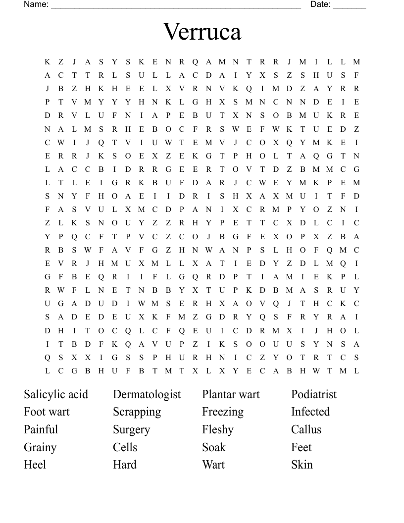 Verruca Word Search