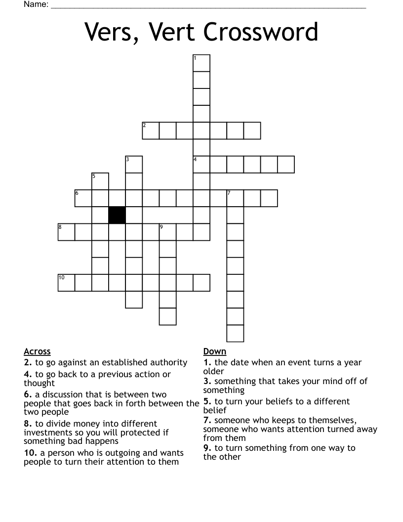 Vers, Vert Crossword
