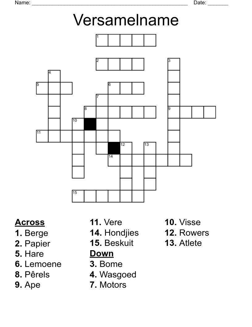Versamelname Crossword